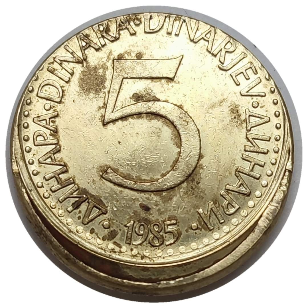 5-Dinara-1985---SFr-Jugoslavija---Mint-Error